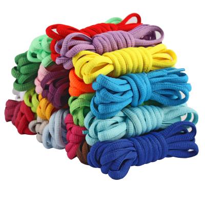 China Colorful Decorative Laces 6mm Oval Colorful Flat Fashion Laces Trainer Shoe Laces 100cm for sale