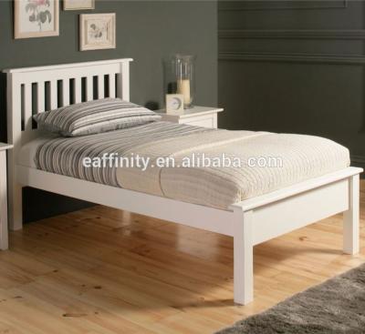 China Cheap Price White Painted Solid Pine Solid Wood Bed Frame Single Bed for sale