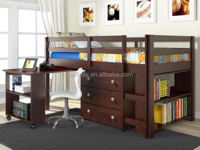 China Solid wood quntity color wault maid loft bed with shelf for sale