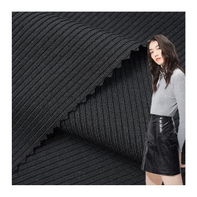 China High Elasticity Fit Imitation Ribbed Knitted Fabric 2x2 For Bottoming Shirt for sale