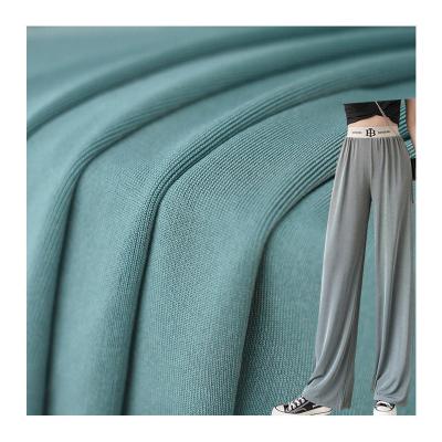 China Shiny  Drooping Ribbed Knitted Fabric Polyester Spandex 1x1  For Pants for sale