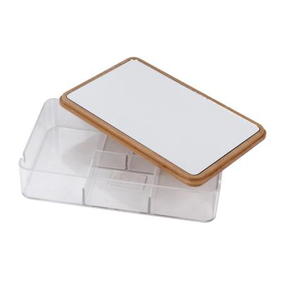 China Transparent plastic cosmetics storage Boxes and The lid has a mirror on the back for sale