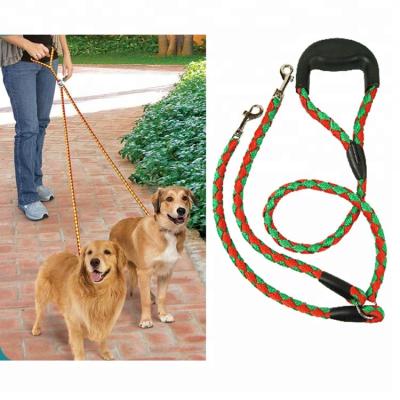 China No Tangle Dog Pet Collar Leash Running Chew Proof Rope OEM GQS027 Plaid Pattern for sale