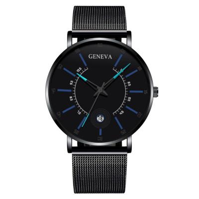 China Men's Quartz Watches Ultra-thin Mesh Belt Simple Analog Watches Fashion Men's Date Automatic Geneva Men's Watches for sale