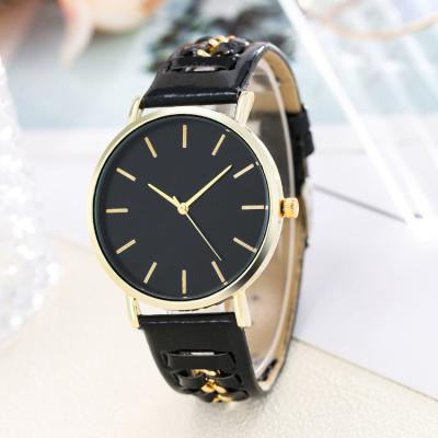 China Fashion Water Resistant Ladies Black Leather Watch Women Casual Quartz Watch Women Dress Casual Round Dial Analog Watch for sale