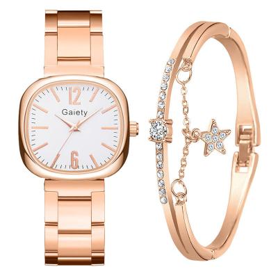 China Power Reserve Main 2 Piece Set Ladies Watch Strap Set Luxury Rose Gold Casual Women Stainless Steel Quartz Watches for sale