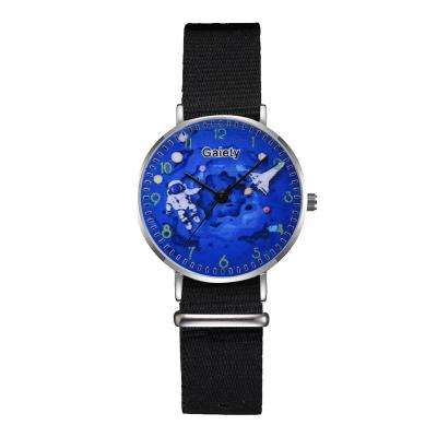 China Military Power Reserve Ladies Watch Canvas Strap Stainless Steel Sports Quartz Watch Unique Blue Dial Space Mens Watches for sale