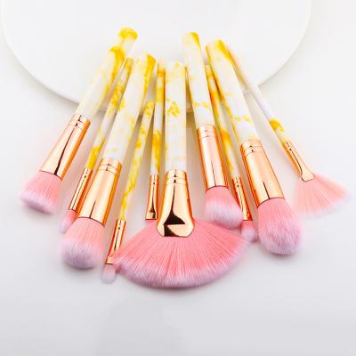 China Angular Blush Logo Colorful Marble High Quality Custom Makeup Brushes 15pcs from China Supplier for sale