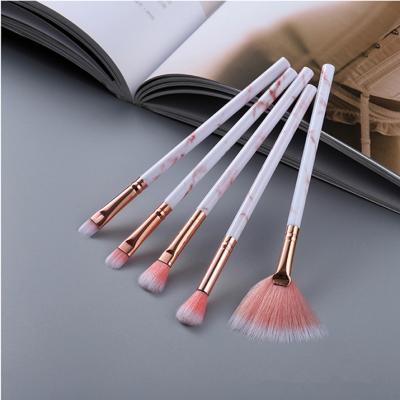 China Angular Blush Eyeshadow Brushes Kit Professional Marble Travel Size Makeup Set Brush 5pcs for sale