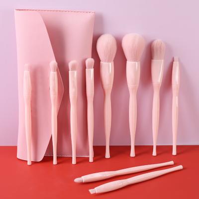 China Angular Blush Plastic Eyeshadow Powder Grip Concealer Pencil Cosmetics Eyebrow Candy Color Makeup Set Brush With Bag for sale