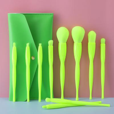 China Angular Blush Custom Logo Cheap Price Candy Color Green Makeup Brushes From China Seller for sale