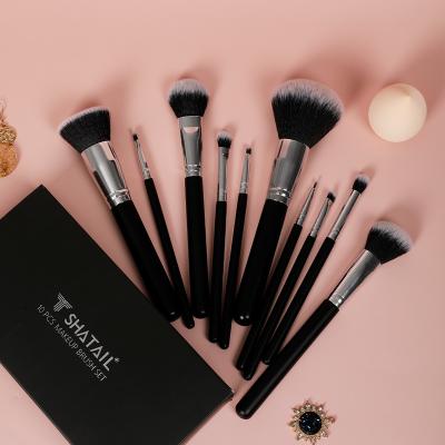 China Angular Blush Latest Cosmetic Private Label Premium Quality Classic Black Make Up Brushes With Custom Packaging for sale