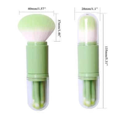 China Angular Blush China Manufacture 4 in 1 Kit Adjustable Green Portable Travel Size Cosmetic Makeup Brush Set for sale