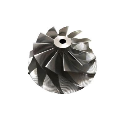 China 7075-T6 Aluminum Alloy GTX3582R GENIUS GEN2 Compressor Wheel Billet 10 Blade Flank Milling Processing for sale