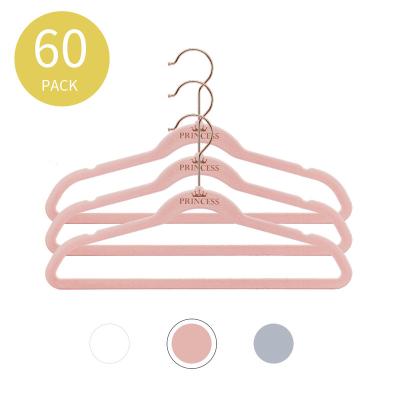 China Modern Customized Baby And Pink Multi Colors Kids Velvet Hangers Wholesale Kids Clothes Hangers for sale