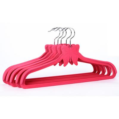 China Multifunctional Assembled Butterfly Coat Hanger Velvet And Plastic Coat Hanger for sale