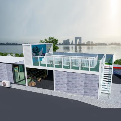 China Modern Exterior Buildings Shop Waterproof Glass Sunroom For Cafes And 2 Story Lounge Cafes Instagrammable Spots for sale