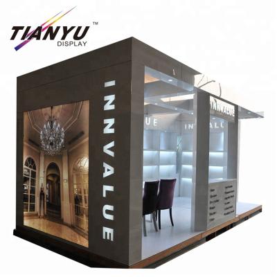 China Mall Open Window Design Cosmetic Show Booth With Merchandise Shelves For Presentation for sale