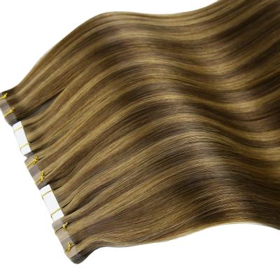 China Wholesale Price Super Silky Straight Double Wave Hair Pulled Tape In Original Factory Color 4 6 PU Extensions for sale