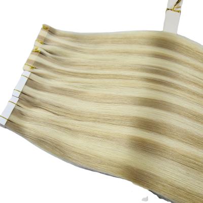 China Silky Straight Wave Ready To Ship Natural Cuticle Brown Untouched Tape In Hair Extensions Remy PU Factory Wholesale Price for sale