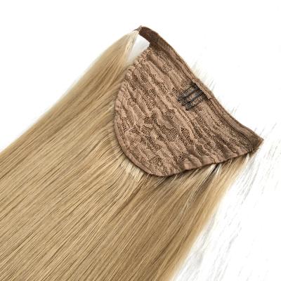 China High Quality European Remy Luxury Ponytail Pulled Double Super Silky Straight Wave Ponytail Hair Extension for sale