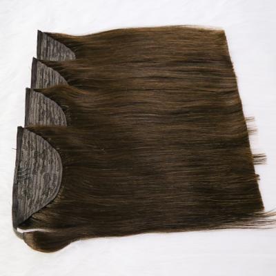 China 100% Human Hair Color #2 Cuticle Wave Double Drawn Ponytail Wholesale Silky Straight Remy Hair Extensions for sale