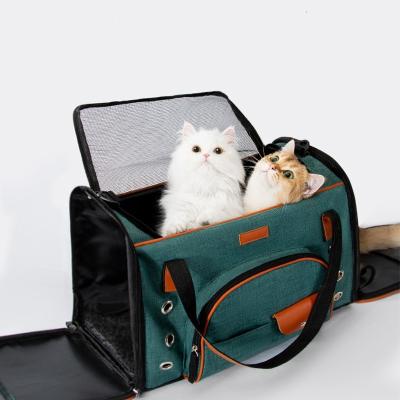 China Sustainable Wholesale Outdoor Travel Yarn-Dyed Fabric Pet Carrier Bag for sale