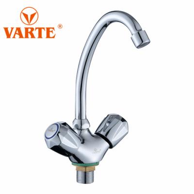 China Thermostatic Faucets Dual Handles Chrome Sink Faucets Kitchen Durable Basin Water Mixer Tap Cold-Hot Faucet for sale