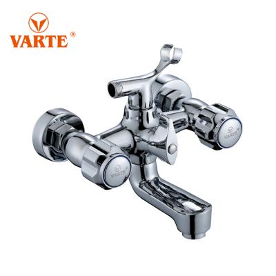 China Thermostatic Faucets Double Lever Shower Home Use Popular Bathroom Mixer Tap Faucet With Double Zinc Handle for sale