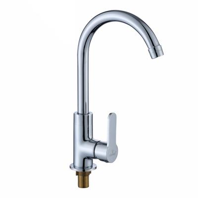 China Thermostatic Faucets Durable Chrome Plated Single Handle Long Neck Kitchen Sink Cold Water Zinc Basin Mixer Tap for sale