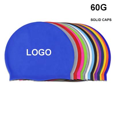 China Custom Printed Swimming Cap Pure Color OEM Logo Silicone Swim Cap For Adult Children Suitable Hat for sale