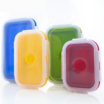 China Hot Selling Microwavable Bento 350ml Kids Silicone Collapsible Leakproof Lunch Box With Lid for sale