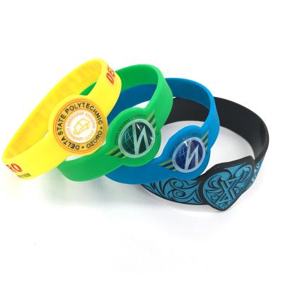 China New CLASSIC debossed logo ink filled silicone wrist bands custom promotional silicone watchbands for sale