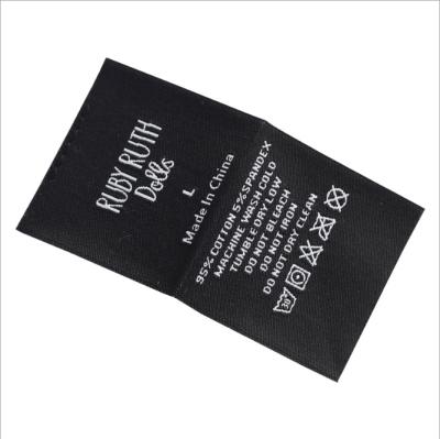 China Sustainable Polyester Fabric Custom Satin Printed Apparel Wash Care Label For Clothes for sale