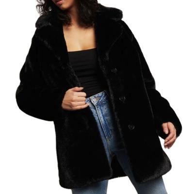 China Sustainable Shirt Collar Sheaths Long Faux Fur Jackets Rabbit Fur Coat Women for sale