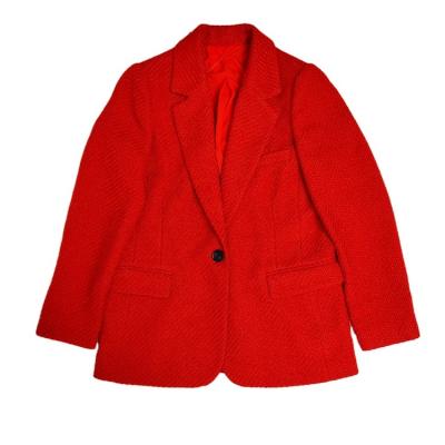 China 2022 OEM New Viable Custom Made Wool Winter Coat Stylish Warm Red Blazer For Ladies for sale