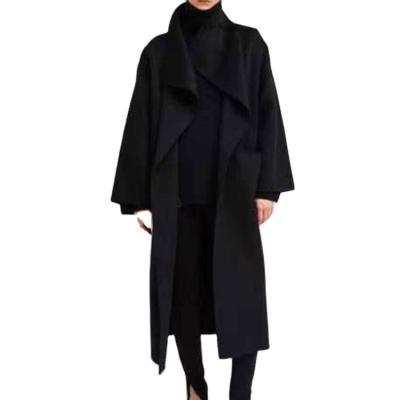 China Sustainable New Design Custom Ladies Long Coat Overcoat Winter Side Split Side Ditch Coat For Women for sale