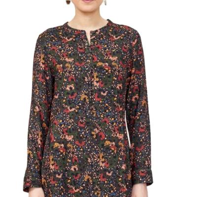 China Latest Summer Breathable Elegant Floral Print Women Long Sleeve Dress Dress With Comfortable Fabric for sale