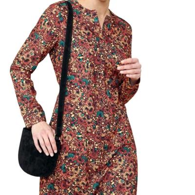 China Latest Summer Breathable Floral Print Women Long Sleeve Dress With Comfortable Fabric for sale