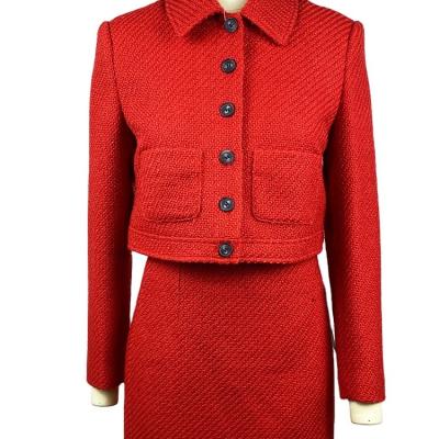 China High quality fashionable 2022 new arrival red anti-pilling pieces both sets elegant women dresses for sale