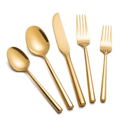 China Viable wholesale gold plated flatware set knife and fork, gold cutlery set for wedding for sale