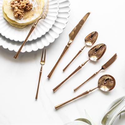 China Sustainable Popular Style Gold Rose Gold Color 304 Hardware Flatware For Wedding for sale