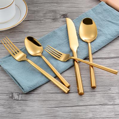 China Sustainable Stainless Steel Gold Luxury Dinnerware Wholesale Cutlery Set For Wedding for sale