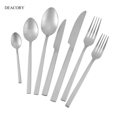 China Sustainable Wholesale Cheap Wedding Silver Stainless Steel Flatware Set , Square Handle Cutlery for sale