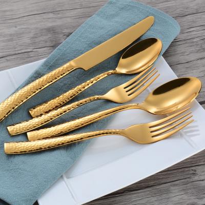 China Stocked Wedding Gold Plated Stainless Steel Dinnerware Gold Flatware Full Gold Flatware for sale