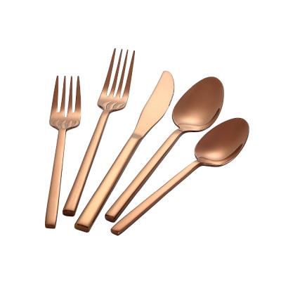 China 2021 wholesale viable new designed stainless steel rose gold cutlery set for wedding for sale