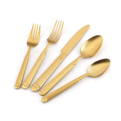 China Sustainable Wholesale High Quality Gold Stainless Steel Restaurant Cutlery Set For Wedding Event for sale