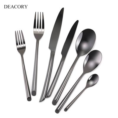 China Sustainable Wholesale Wedding Restaurant Black Flatware Set , Stainless Steel Cutlery Set for sale