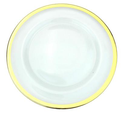 China Durable Gold Rim Surrounded Glass Charger Plates Wedding Charger Plates Wholesale for sale