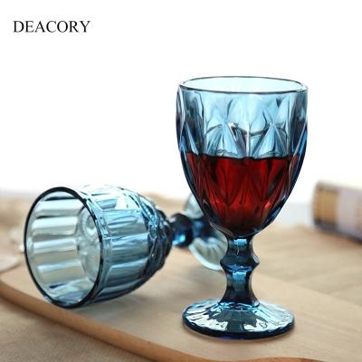 China Wholesale Colored Glass Wine Goblet For Wedding And Bar Event for sale